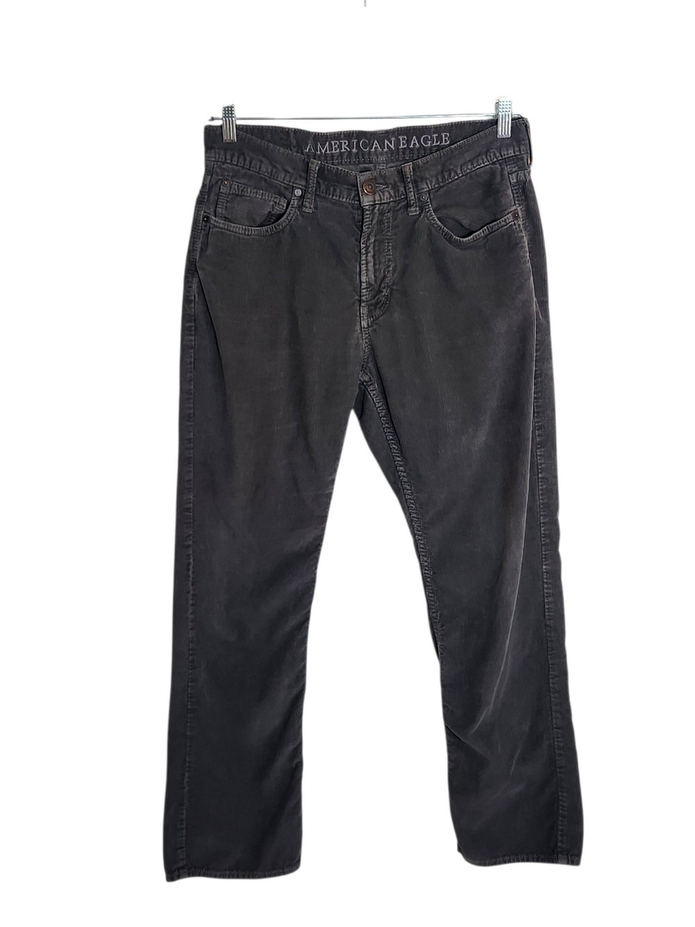 American Eagle Gray Corduroy Straight Leg Pants Size 32 x 32 Flaw